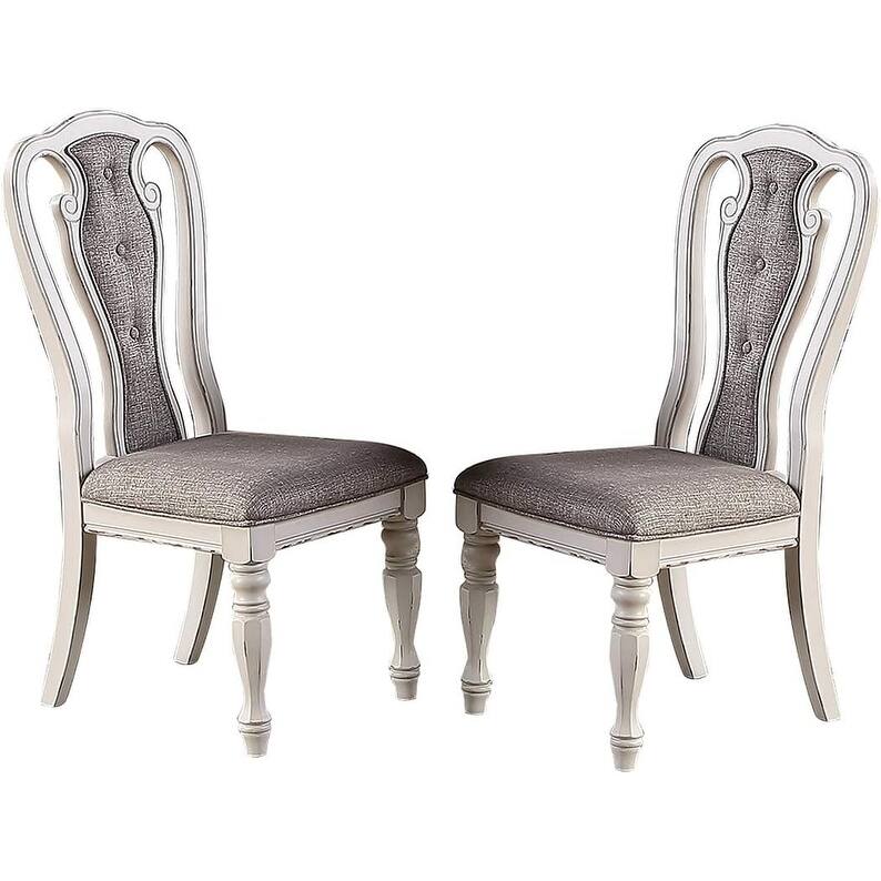 Set of 2 Dining Chairs Grey Upholstered Tufted unique Design Chairs Back Cushion Seat Dining Room