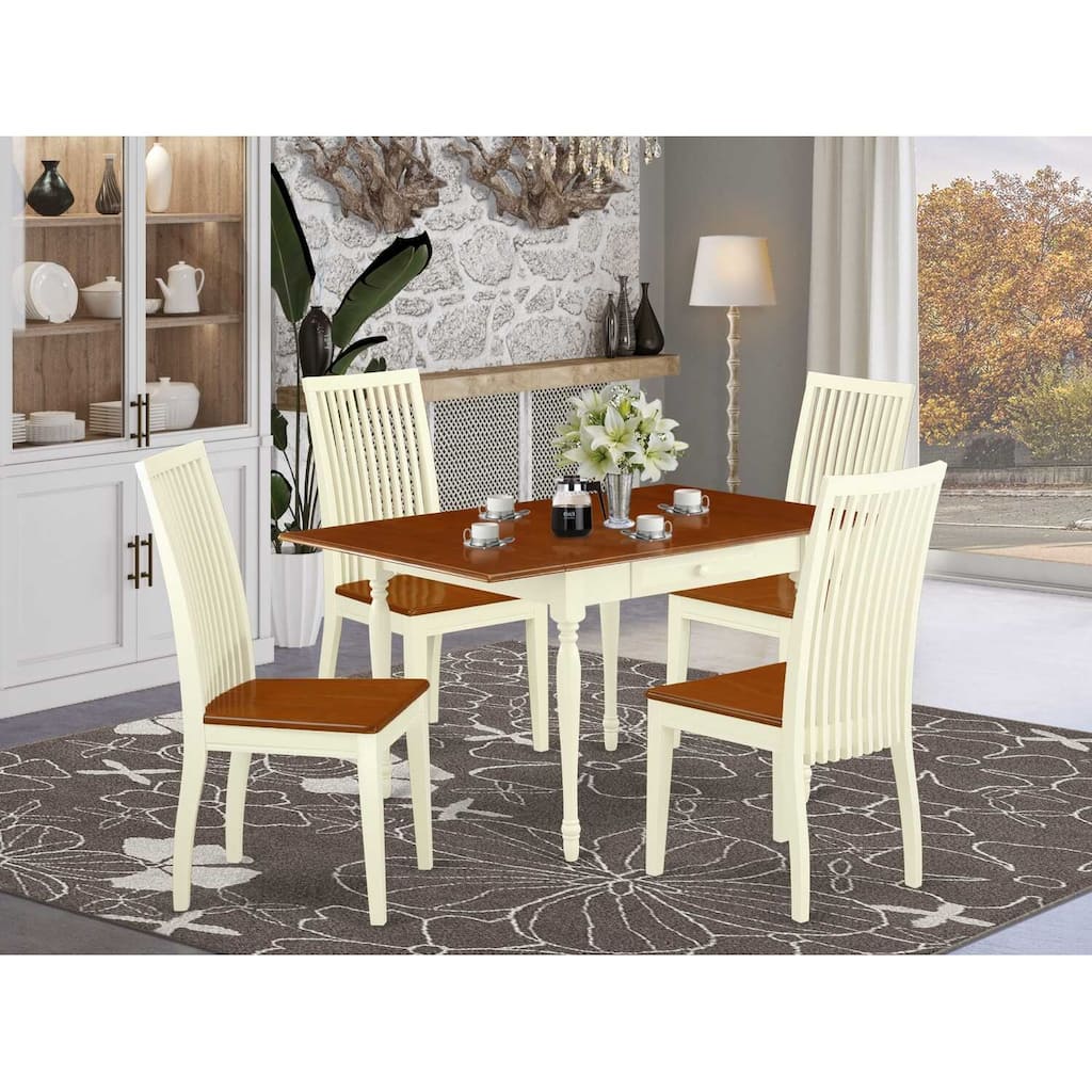 5-Piece Buttermilk and Cherry Solid Wood Top - Dining Room Set - Seats 4
