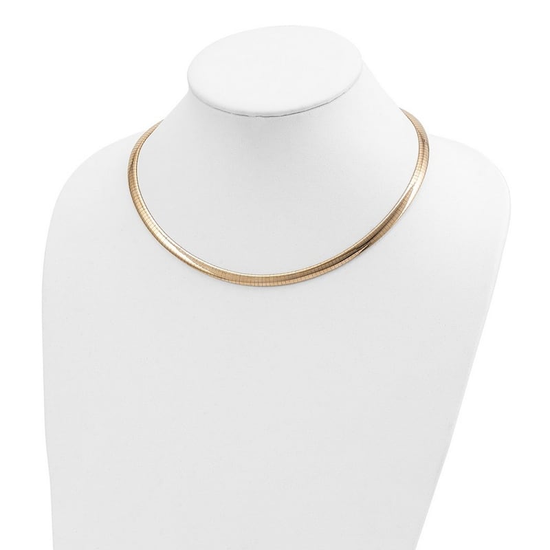Curata 14k Yellow Gold Solid Polished 6mm Domed Omega Bracelet 7 Inch Omega Clasp