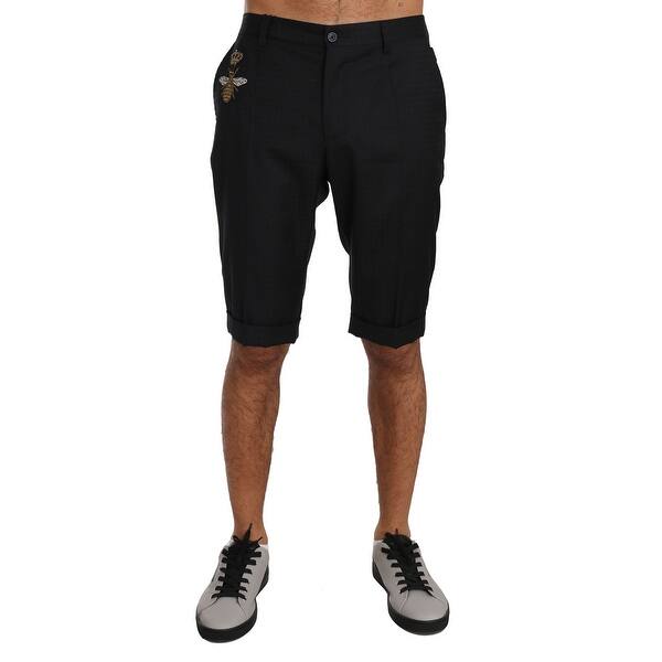 Shop Dolce Gabbana Dark Gray Wool Crown Royal Bee Chinos Men S
