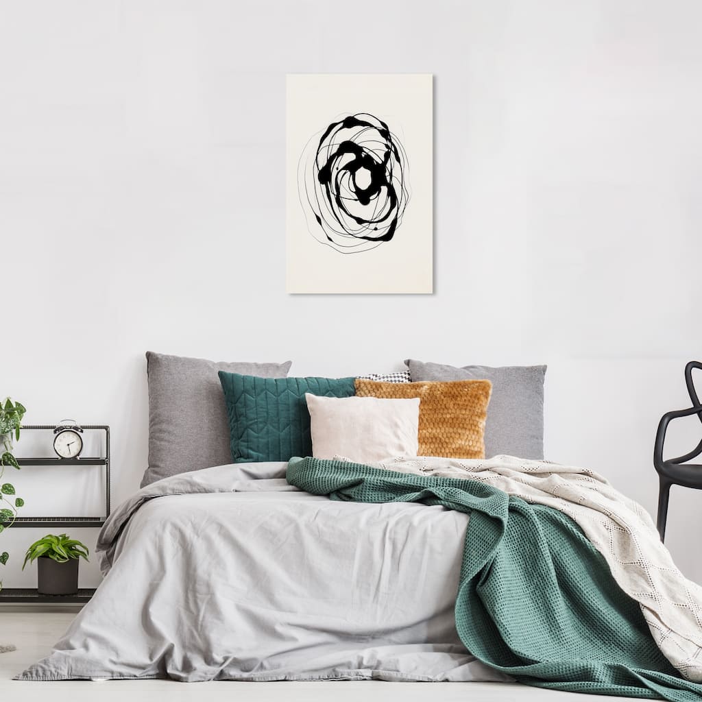 Wynwood Studio Canvas Abstract Drawing an Eye Abstract Black and Antique White Modern & Contemporary Wall Art Canvas Print