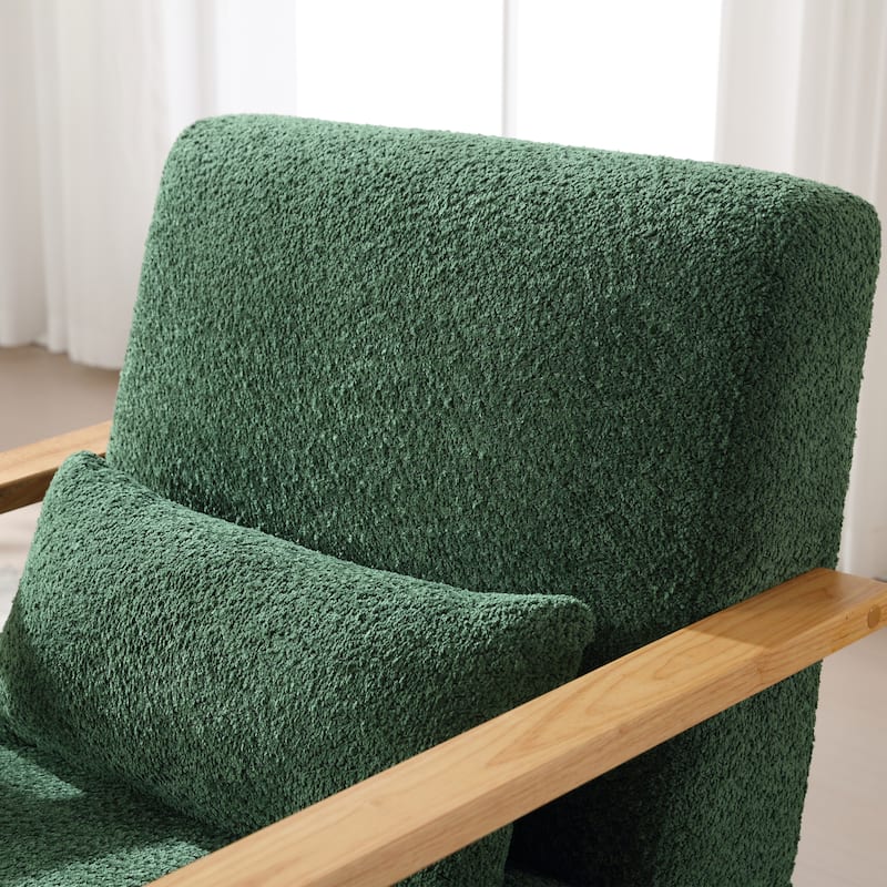 Mid-Century Boucle Upholstered Swivel Armchair With Pillow