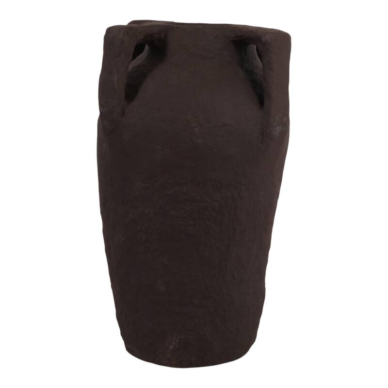 Decorative Vase - Dark Brown Paper Mache Lug Handles, 20"