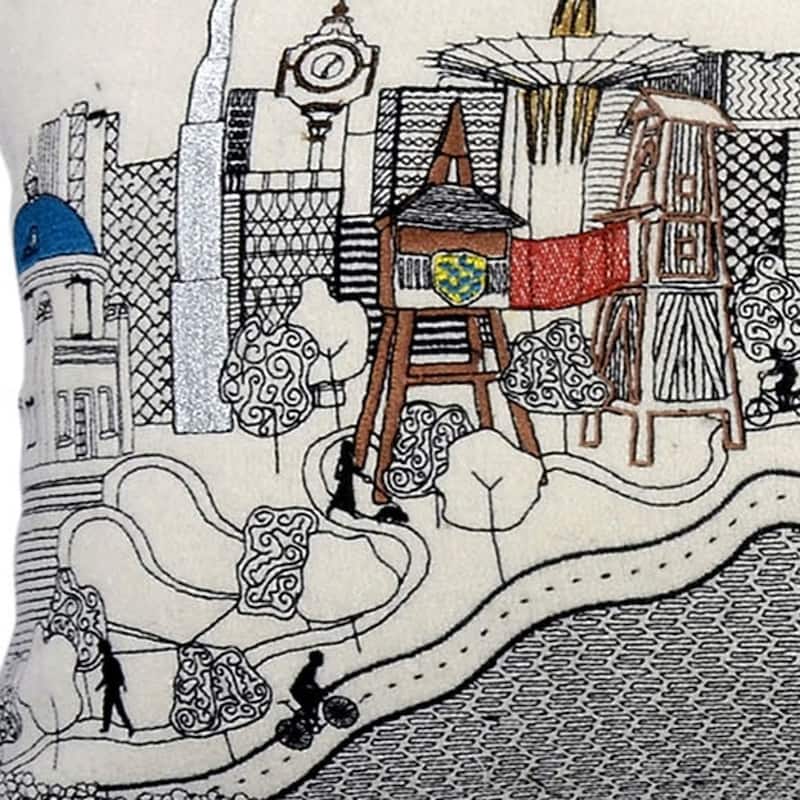 HomeRoots 25" White Tulsa Daylight Skyline Lumbar Decorative Pillow