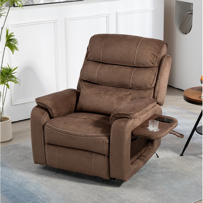Deluxe Version Dual Motors Power Lift Recliner,Lay Flat 74.8 " Length,100% Polyester,Message/Heat,Eazy Assemble - Brown