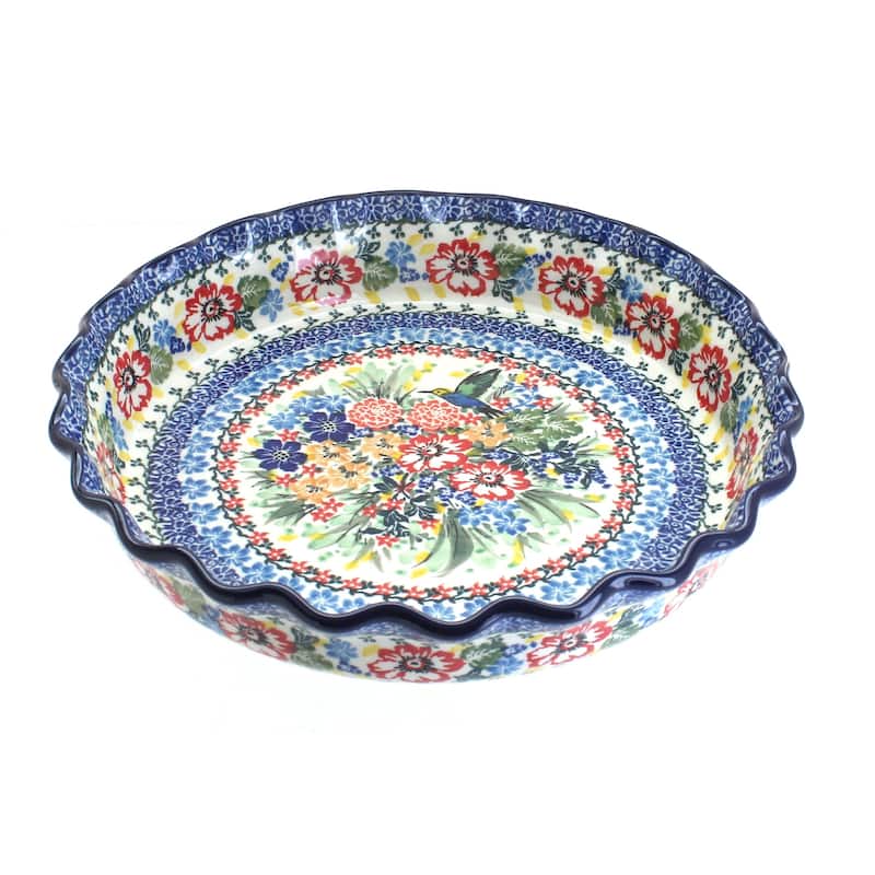 Blue Rose Polish Pottery 636 Ceramika Artystyczna Pie Plate