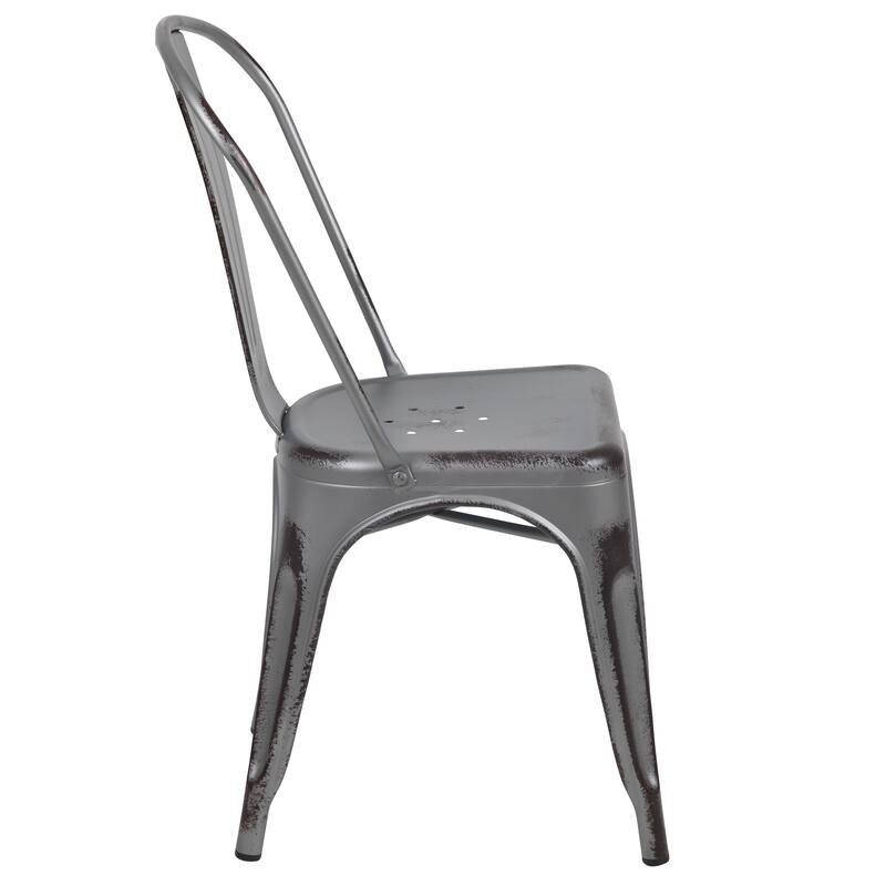 Distressed Metal Indoor/ Outdoor Stackable Chair