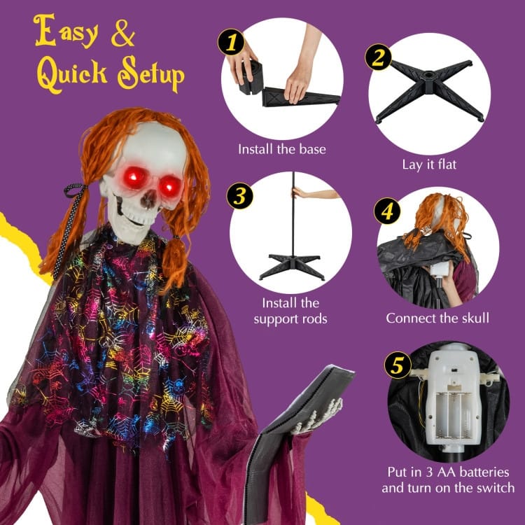 Purple Metal Fabric Animated Halloween Prop with Sound and Motion