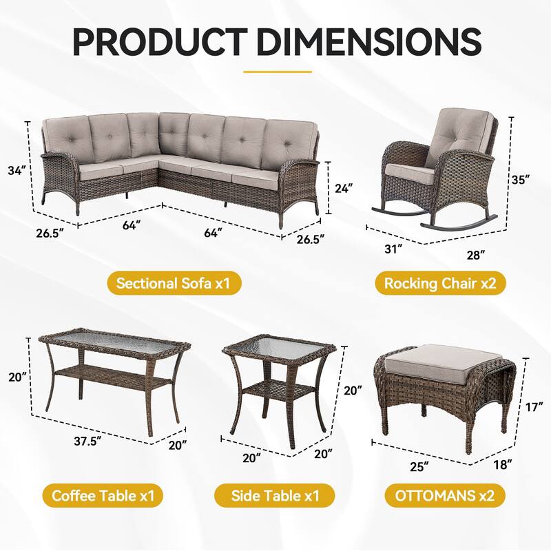 Outdoor Sectional Sofa with Chair Funiture Set