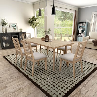 Furniture of America Marlowe Farmhouse 7-Piece Brown Rubberwood Dining Set