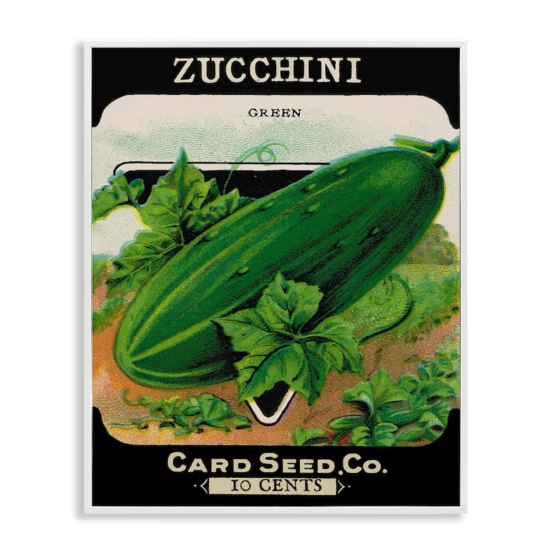 Stupell Vintage Garden Zucchini Framed Giclee Art Design By Lil' Rue - 24 x 30 - White