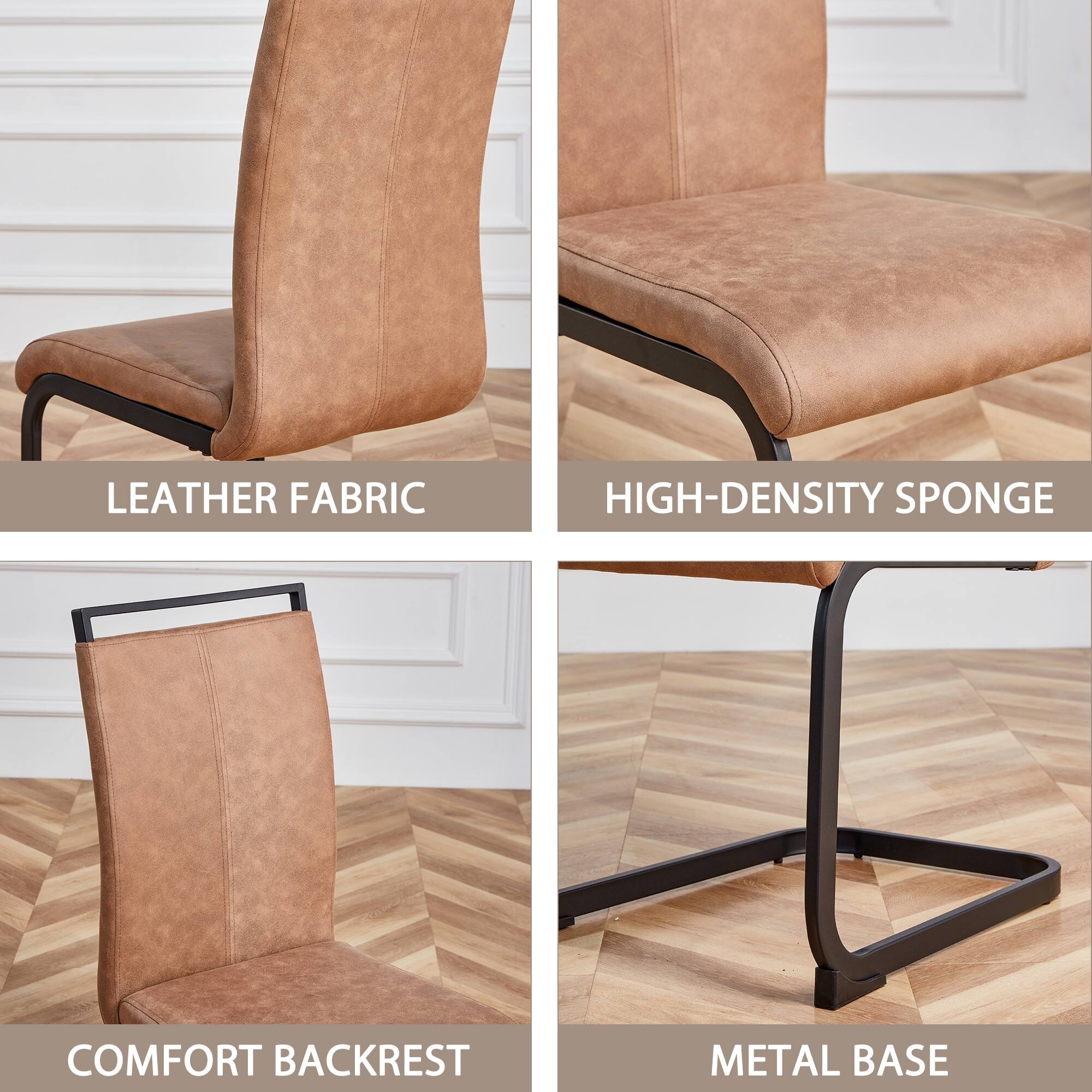 Modern PU Faux Leather Dining Chairs Set of 4 for Contemporary Style-image