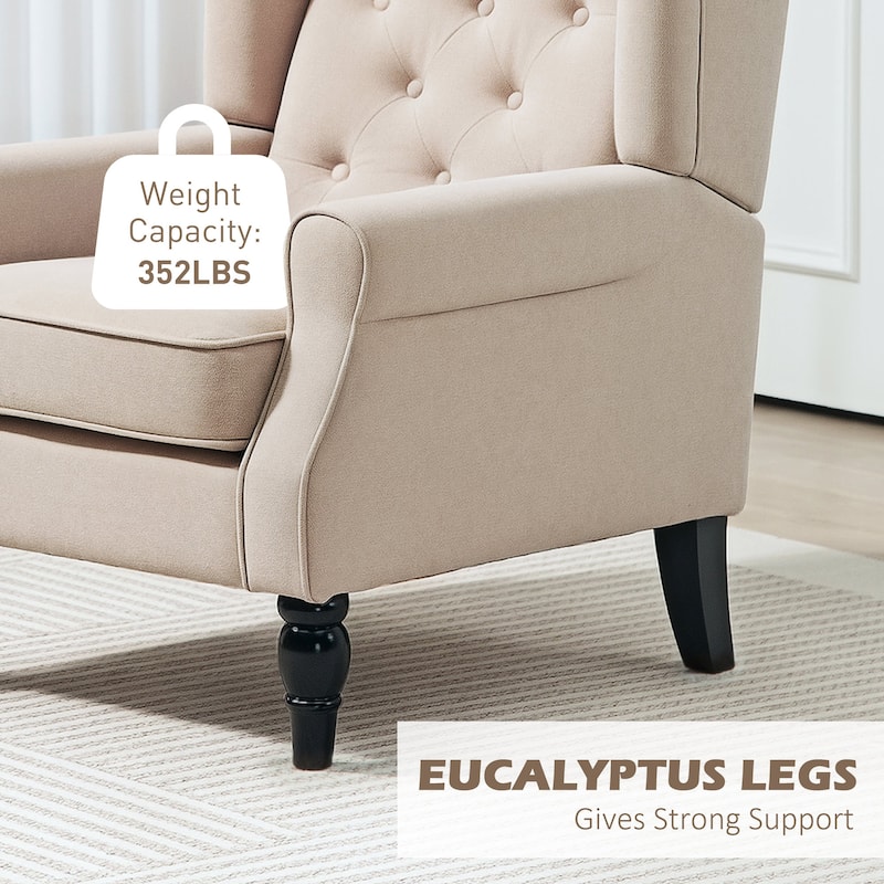 HOMCOM Copper Grove Guanta Tufted Wood Leg Accent Chair