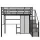 preview thumbnail 10 of 10, Contemporary Full Size Metal Loft Bed with Wardrobe, Desk, Storage Shelves, Space-saving Design & Safety Guaranteed, Black