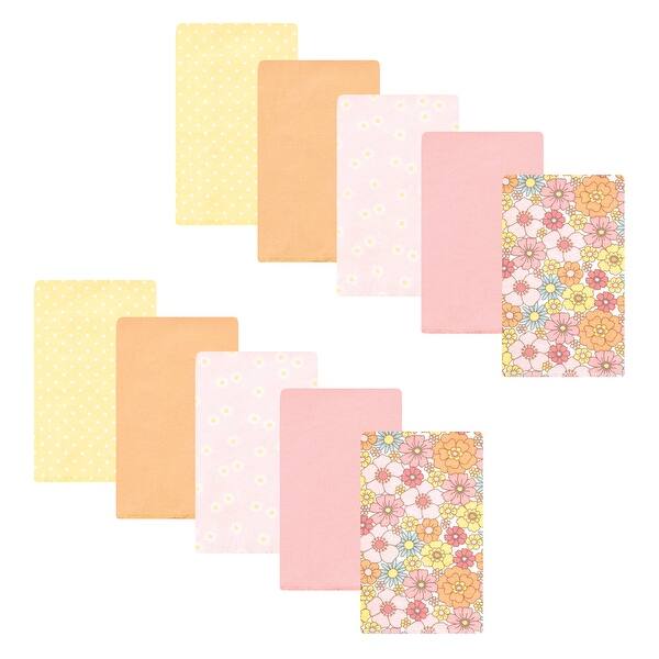 slide 1 of 1, Hudson Baby Infant Girl Cotton Flannel Burp Cloths, Peace Love Flowers 10 Pack, One Size - Peace Love Flowers 10 Pack - One Size One Size - Peace Love Flowers 10 Pack