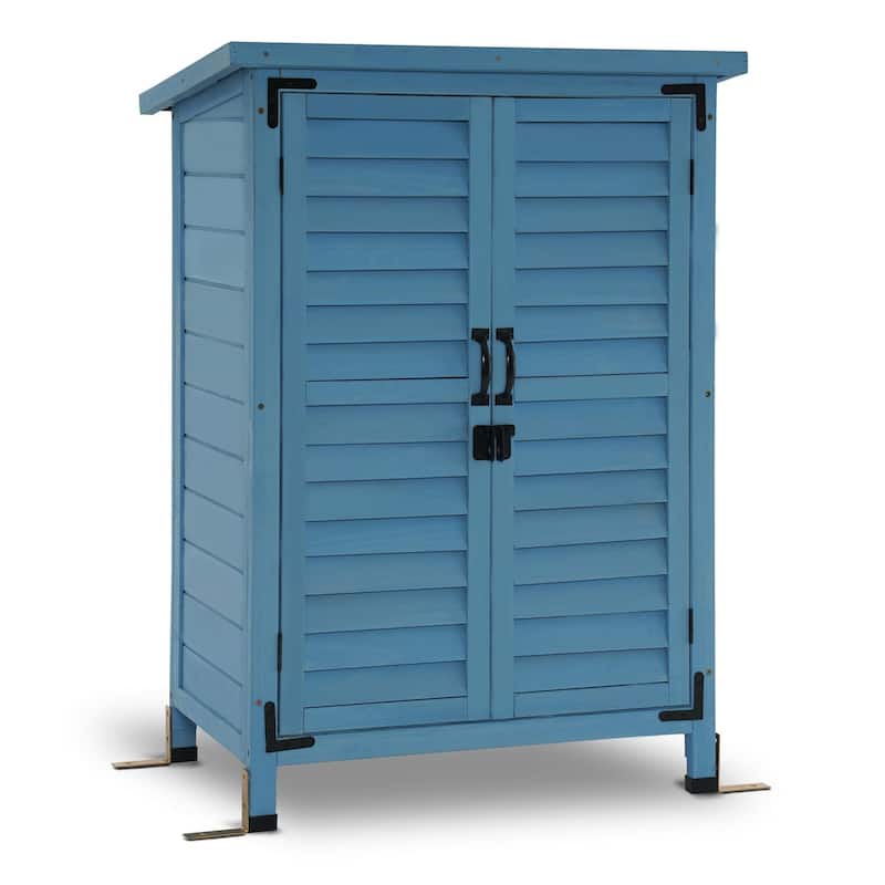 MCombo Small Outdoor Storage Cabinet Shed with Double Doors (24.6" x 18.3" x 38.2"), Wooden 0985