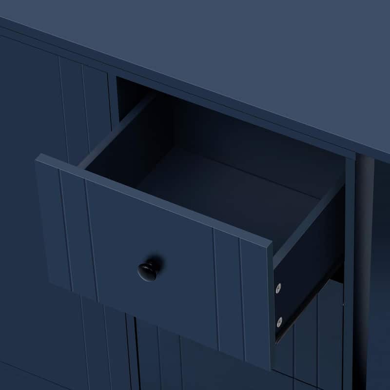 89.7'' Wooden Sideboard with Extendable Table - Multifunctional Storage Cabinet with 2 Doors and 3 Drawers