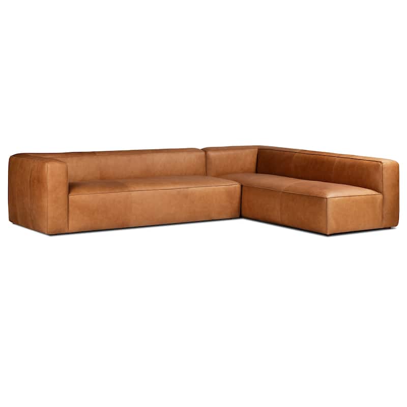 Poly & Bark Piazza Reversible Corner Sectional Sofa in Saddle Tan