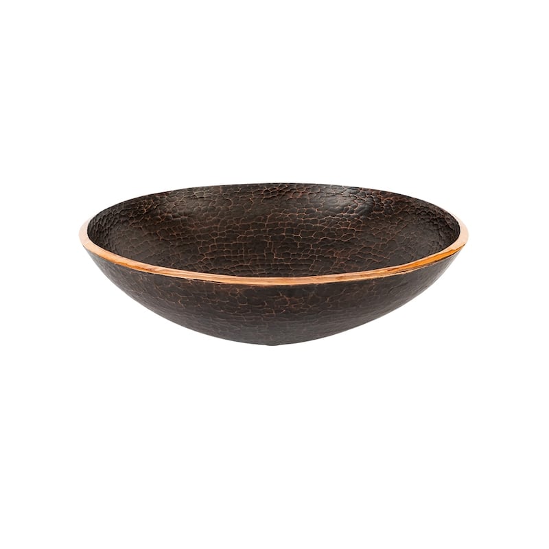16" Round Hand Forged Old World Copper Vessel Sink, Matching Drain and Accessories