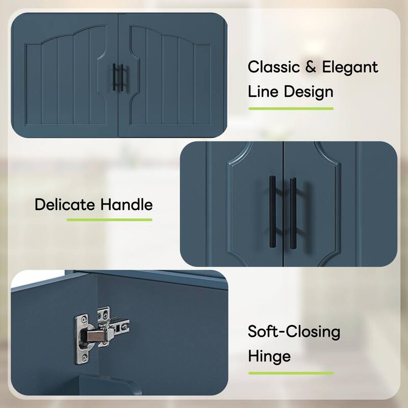 36" Luxurious Bathroom Vanity with Ceramic Sink, Bathroom Vanities Cabinet with 2 Large Soft Closing Doors