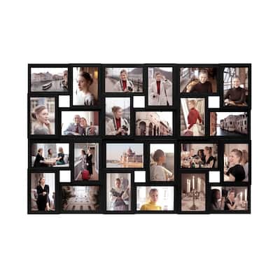 HELLO LAURA Rustic 24 Opening Photo Frame Family Collage Wall Hanging Picture Frame