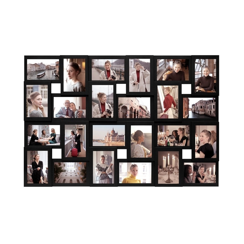 HELLO LAURA Rustic 24 Opening Photo Frame Family Collage Wall Hanging Picture Frame