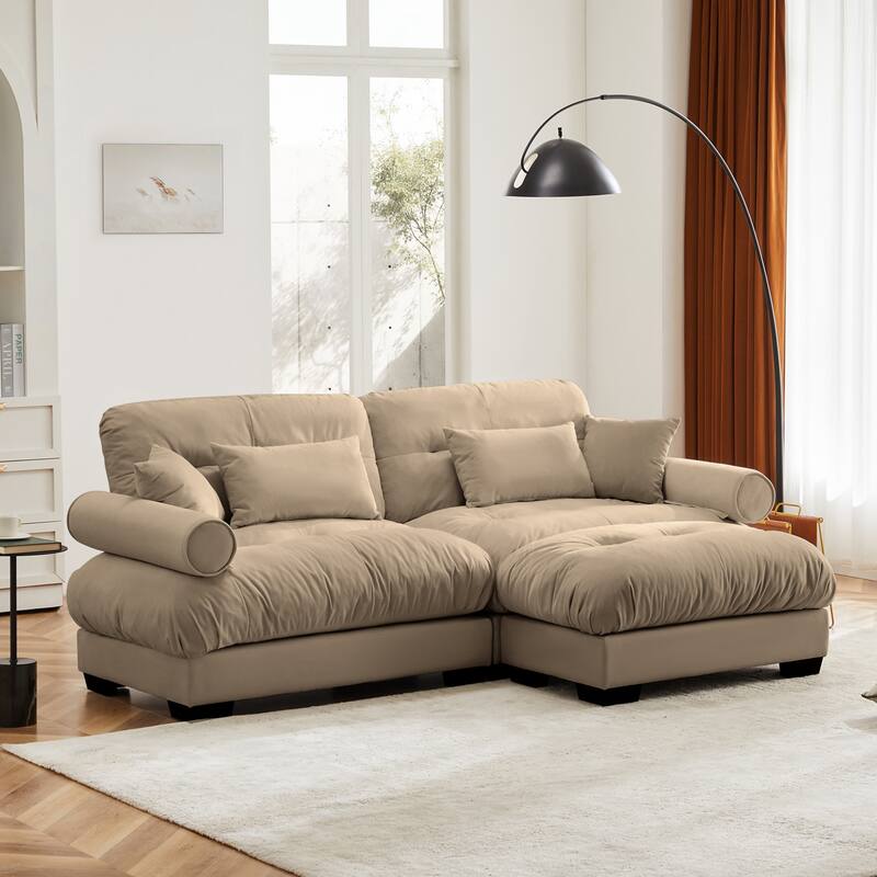 Modern Sectional Couch Comfortable Upholstered Sofa Set with Lumbar Pillow and Throw Pillow for Living Room
