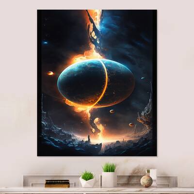 Designart 'Deep Space Planet Fusion VII' Outer Space Canvas Wall Art