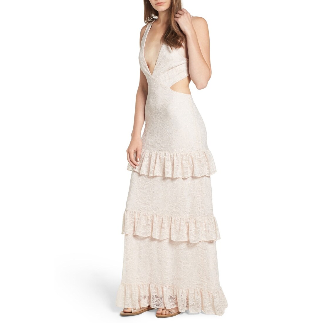 afrm tiered ruffle maxi dress