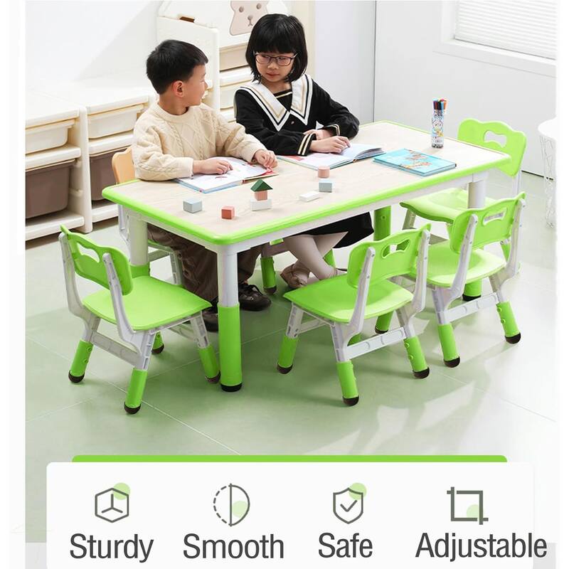 Kids Table and 6 Chair Set for Ages 2-10