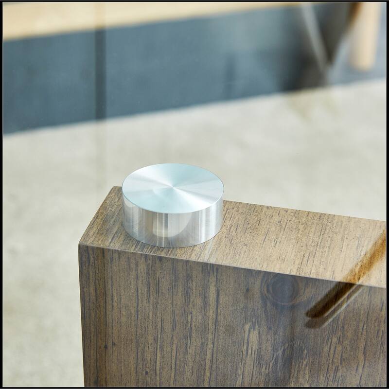 Rectangular Coffee Table with Tempered Glass Tabletop and White MDF Legs