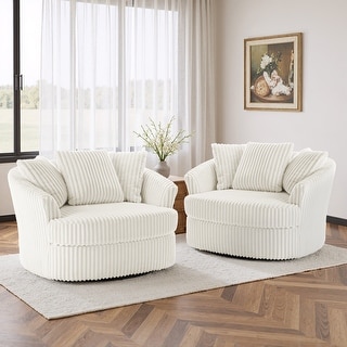 UIXE Oversize 43" Plush Corduroy Swivel Barrel Chair Comfy Accent Chair For Living Room