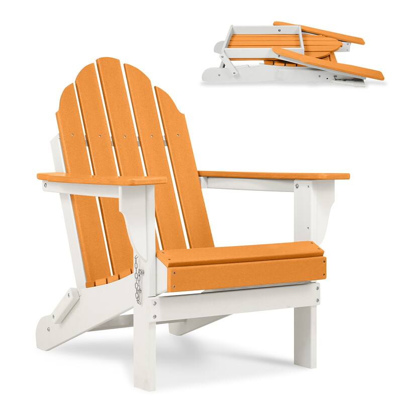 Aoodor HDPE Folding Adirondack Chair - 21.6"W x 32.3"D x 37"H - Orange