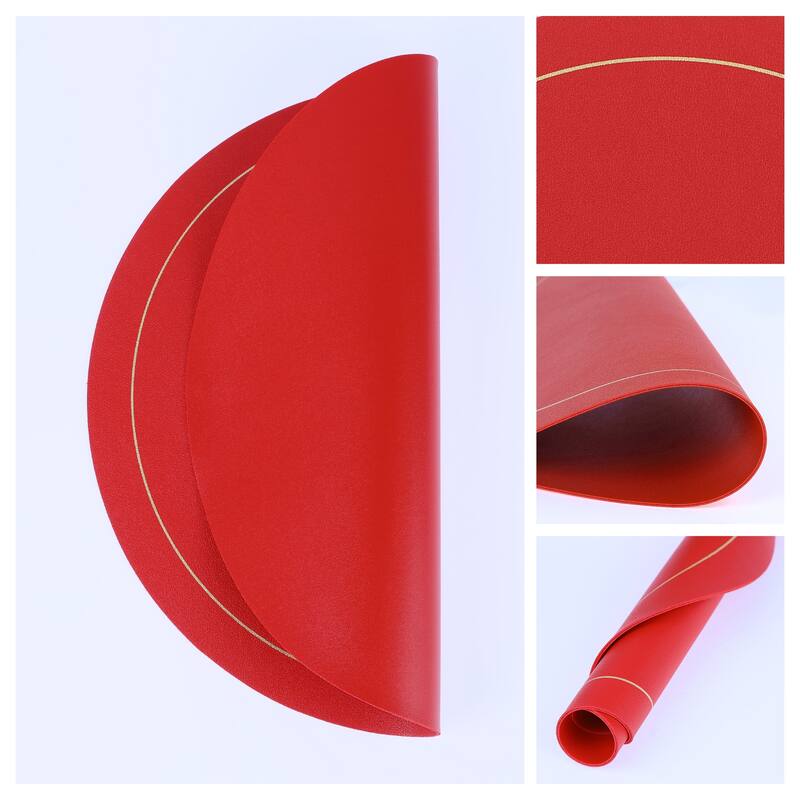 Placemats Set of 6 Faux Leather Placemats for Kitchen Dining Table Decor Heat Resistant Table Placemats Wipeable Table Mat - Red