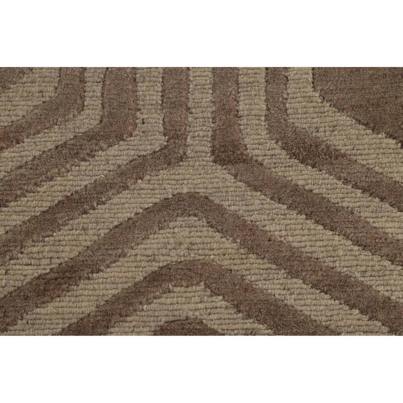 Large Abstract Modern Rug Handmade Wool Carpet - 9'11"x 13'9"