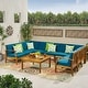 preview thumbnail 5 of 22, Perla 9-seater Acacia Wood Sectional Sofa Set by Christopher Knight Home