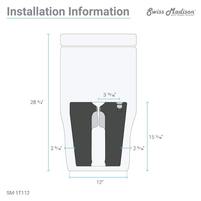 Swiss Madison SM-1T112 Ivy One Piece Dual Vortex 1.1/1.6 GPF Toilet