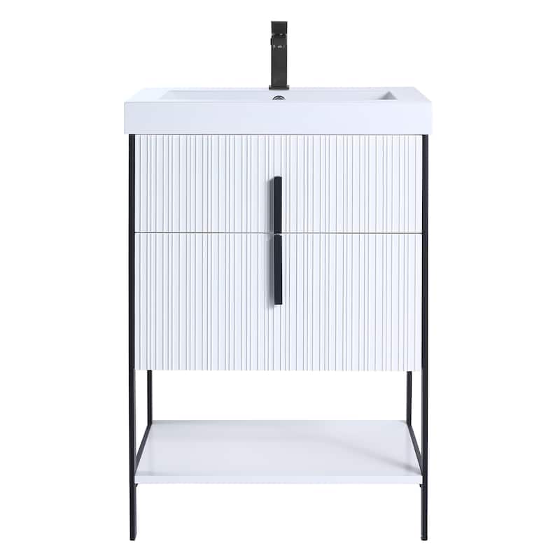 Fine Fixtures Serenity Modern Bathroom Vanity with White Gel Acrylic Top