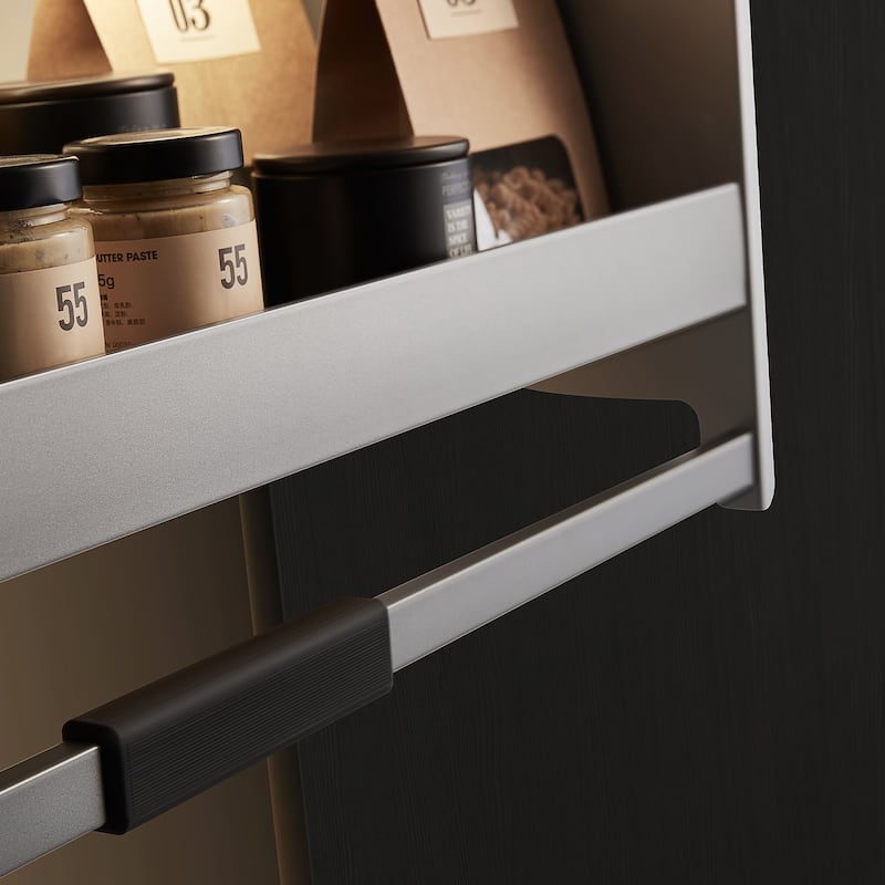 HIGOLD Shearer 2-Tier Pull Down Cabinet Organizer 35.4" Aluminium Kitchen Storage Shelf - 34.57"W x 11.14"D x 20.59"H