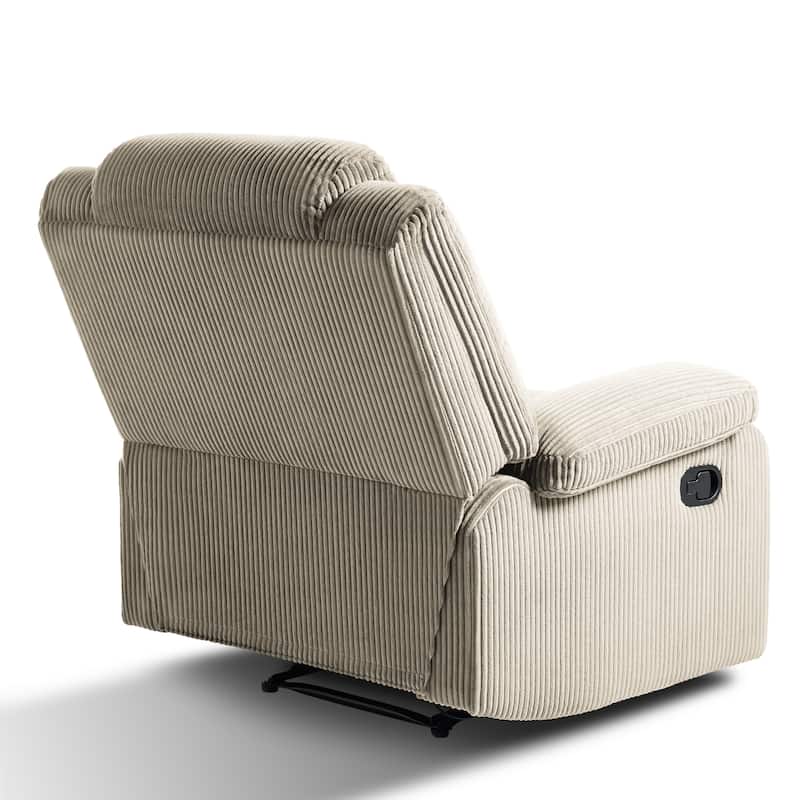 Classic Corduroy Upholstered Push Back Manual Recliner Chair