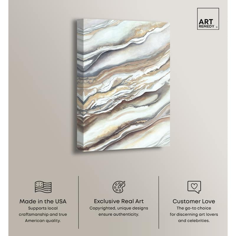 Art Remedy Neutral Lines I Gallery Wrapped Boho Abstract 1 Piece Canvas Wall Art