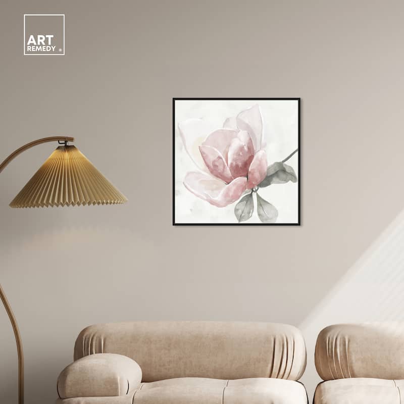 Art Remedy Faded Blush Rose Framed Floral Fine 1 Piece Canvas Wall Art