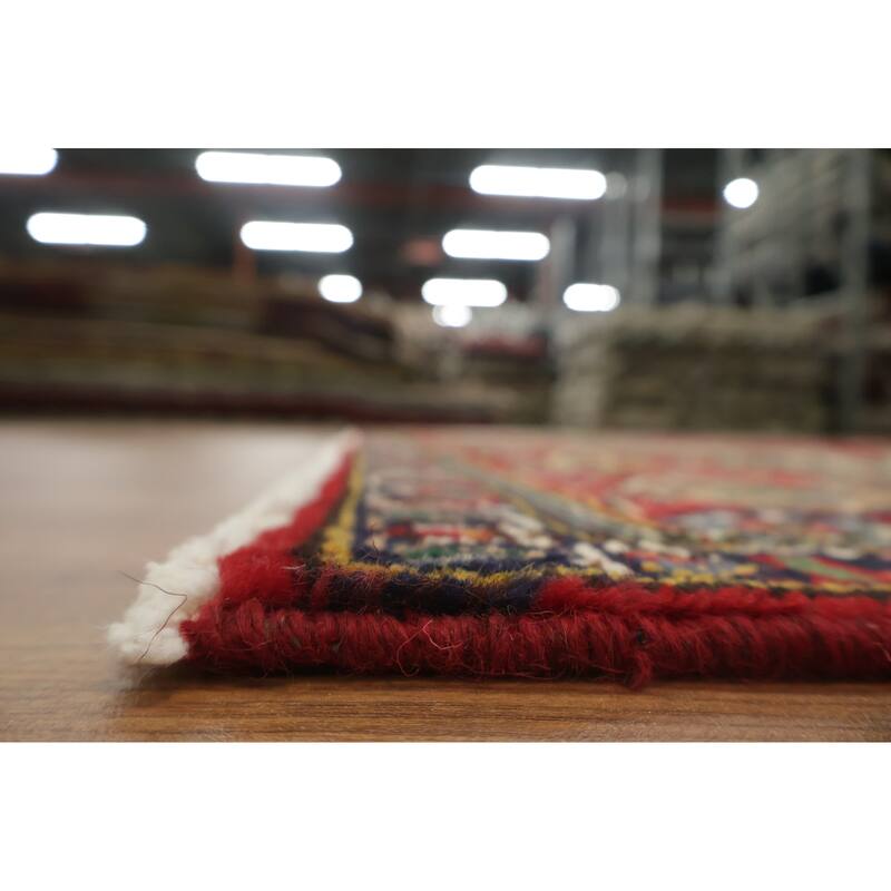 Hand Knotted Oriental 100% Wool Carpet Traditional Floral Red Tabriz Area Rug - 11' 0'' X 7' 10''