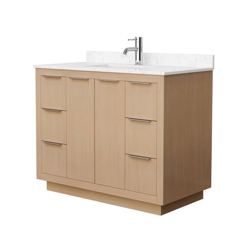 Wyndham Collection Maroni 42" Free Standing Single Basin Vanity Set - Light Straw / Carrara Cultured Marble Top /