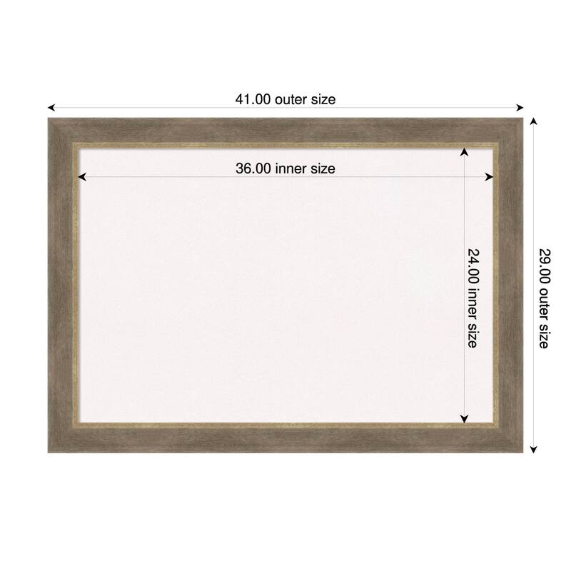 Driftwood Tan Wood Framed Cork Board - Bulletin Board, Organization Board, Pin Board - White - 41 x 29 in