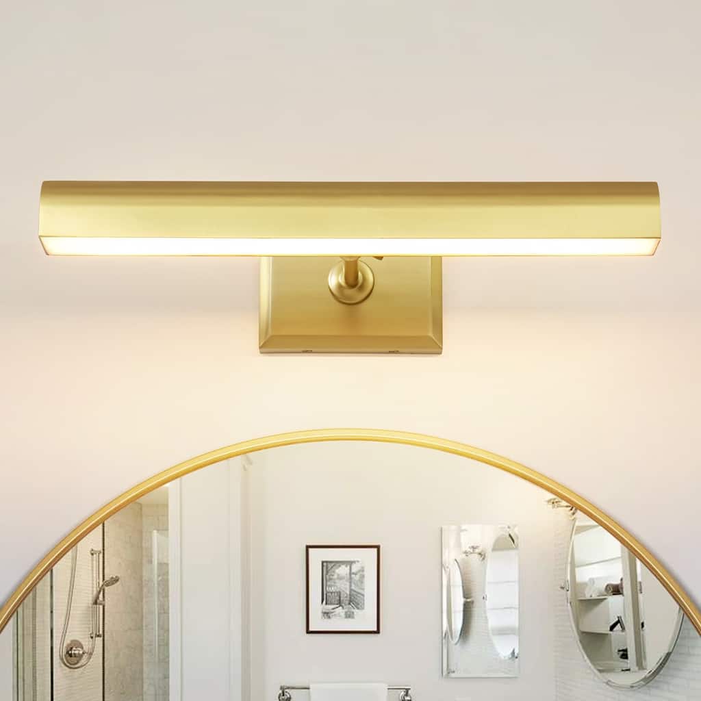 Rennnsan 1-Light Brass/Matte Black/Chrome Dimmable Linear LED Iron Wall Light with Warm 3000K Light