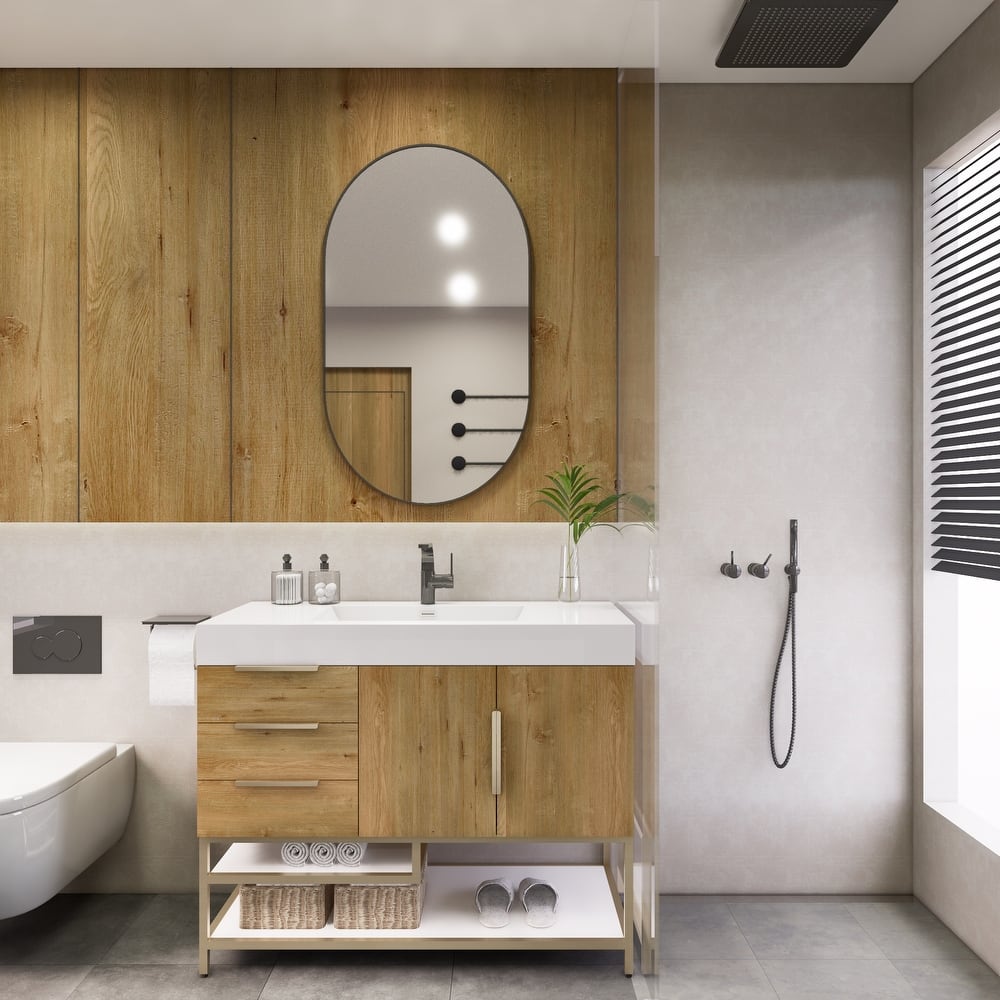 Noble 42" Free Standing Vanity (L Drawer) with Reinforced Acrylic Sink - 42" Width