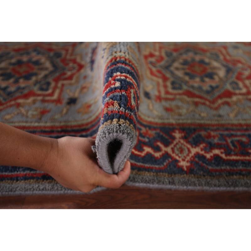 Blue Gray Heriz Serapi Oriental Runner Rug Hand-Knotted Wool Carpet - 2'7"x 8'0"