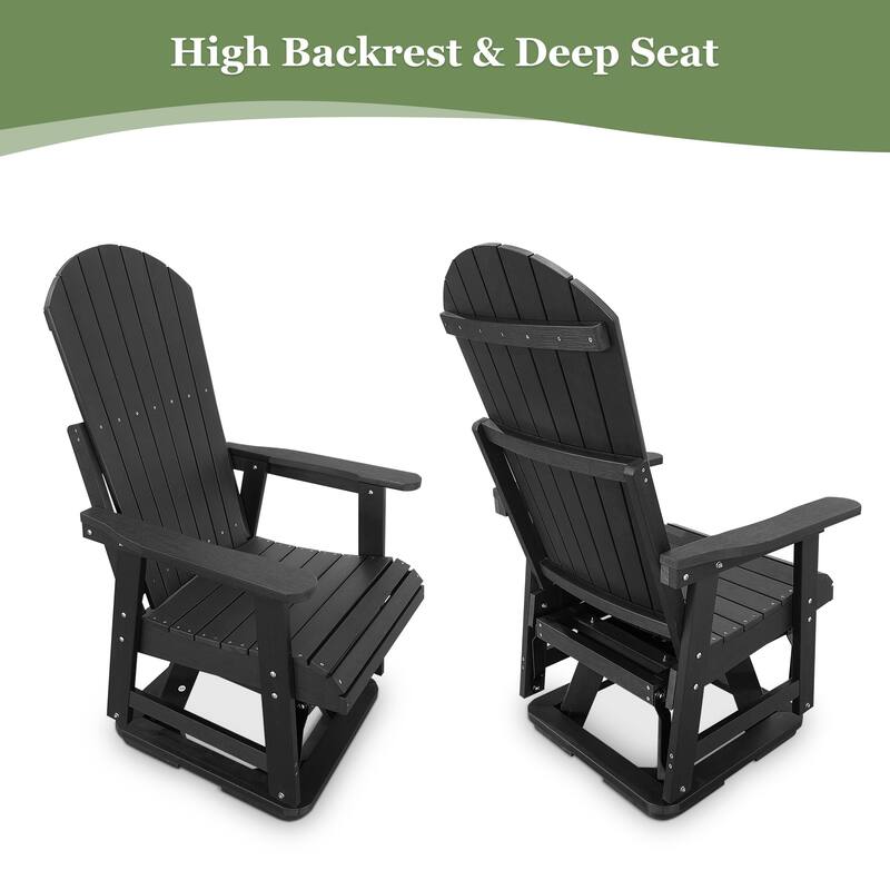 Fortune Candy HIPS Swivel Patio Glider, Poly Lumber Weather Resistant Outdoor Chair, for Patio, Porch, Yard