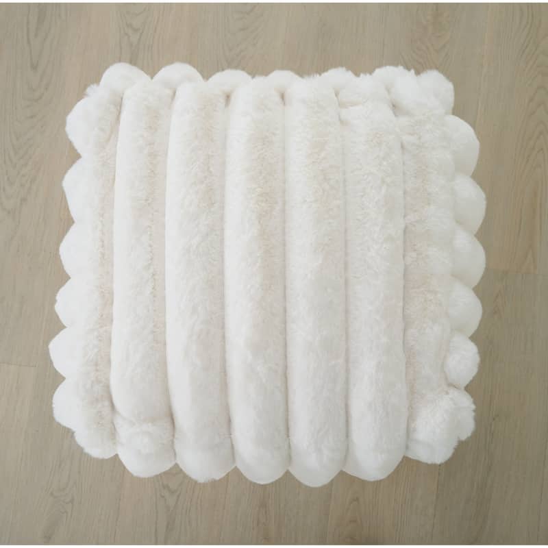 Madrid Collection Ultra Soft Ribbed Faux Fur Indoor Pouf